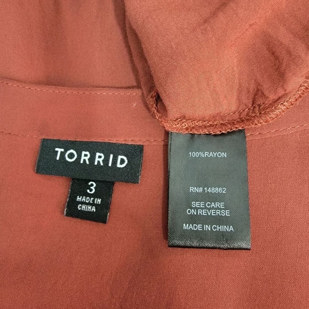Torrid Top Plus Size 3x Rust Red Pockets Lightwei… - image 5
